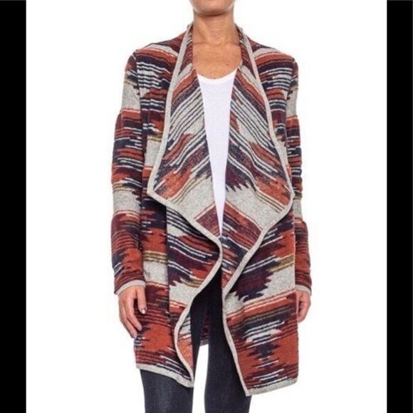 Lucky Brand Long Aztec Open Drape Cardigan - Picture 1 of 9